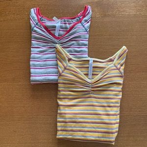 NWOT Free People Bundle Striped Bodysuit 3/4 Sleev